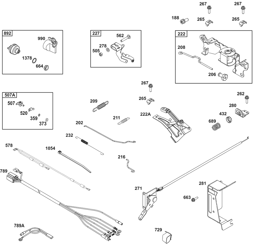 Controls Group Diagram and Parts List for 386447-0090-G1 200000 - 399999 Briggs and Stratton Engine